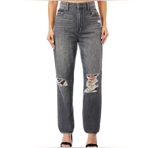 Hidden Zoey Mom Tapered Distressed Jeans in Gray size 28 - Picture 1 of 12